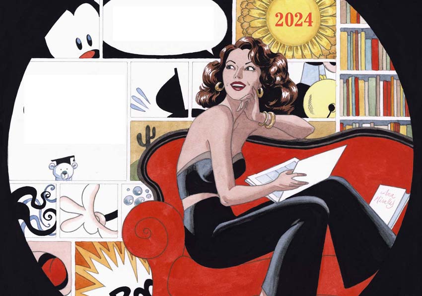 Dibujo de una mujer sentada leyendo
